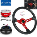14" Red Steering Wheel with Quick Release Hub Adapter for Mitsubishi Eclipse