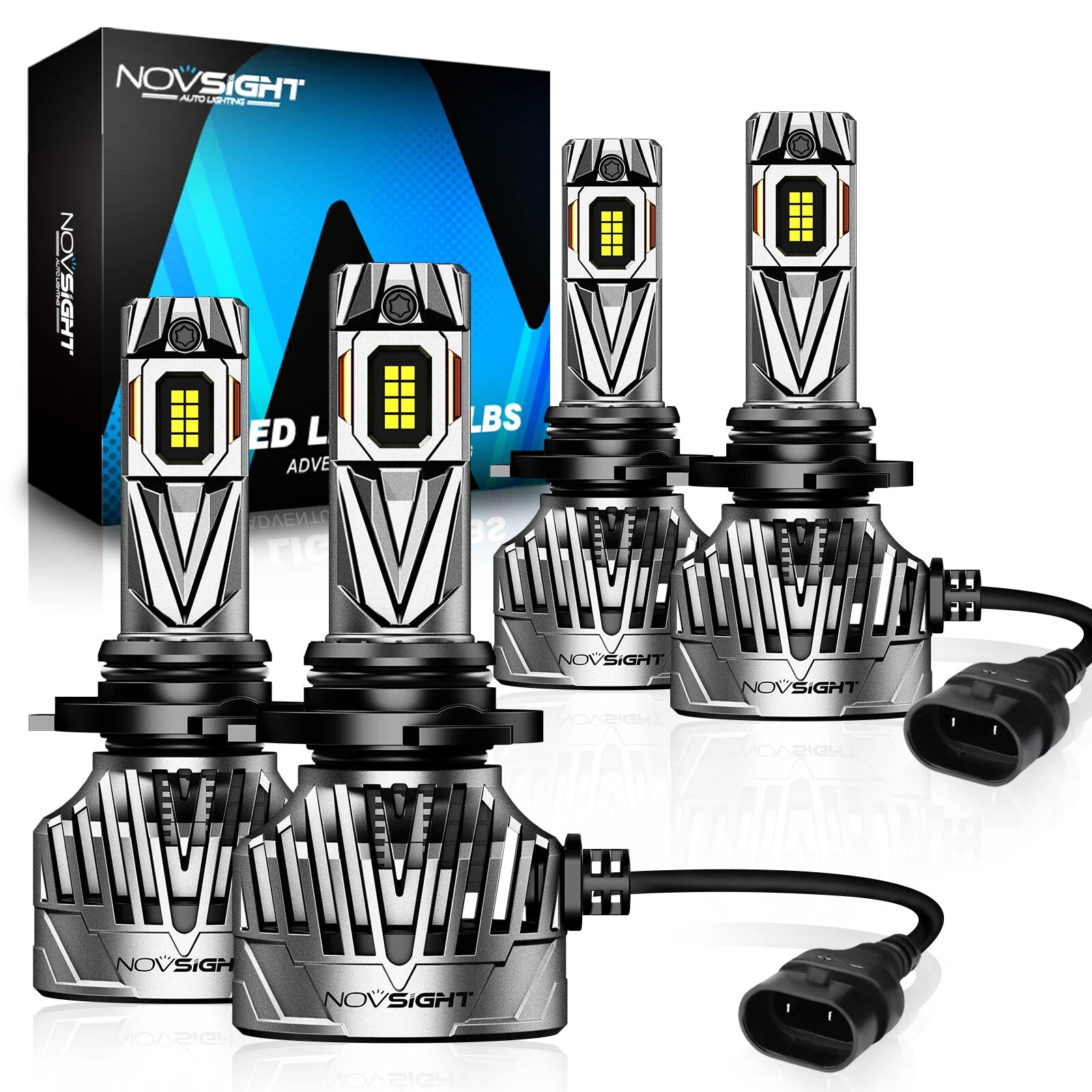 2X 9005/HB3 + 9006/HB4 LED Headlight Bulbs Kit for High Low Beam (6500K)