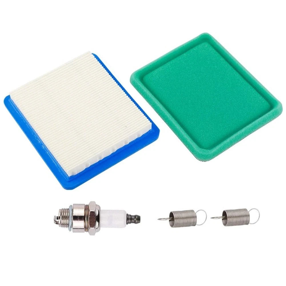 Air Filter, Spring, and RJ19LM Spark Plug for Lawn Mowers (491588S, 790849)