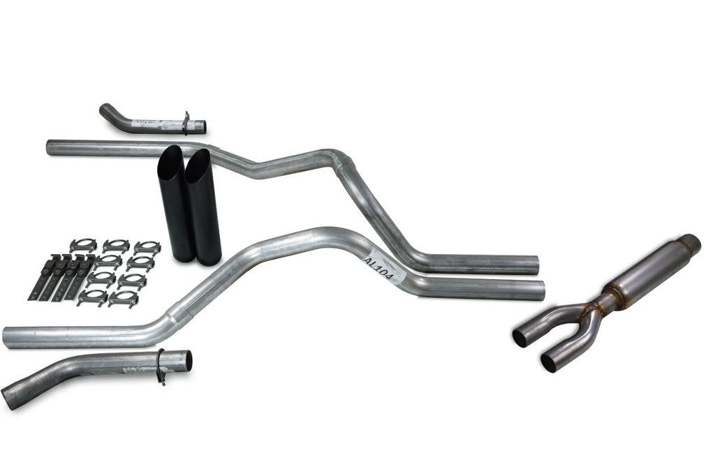 2.5" Dual Exhaust Kit for Chevy GMC 1500 (2015–2018) - Glasspack, Corner Exit, Black Tips