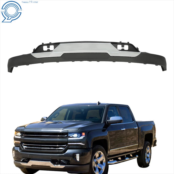 Front bumper valance with chrome skid plate for Chevrolet Silverado 1500 (2016–2018)