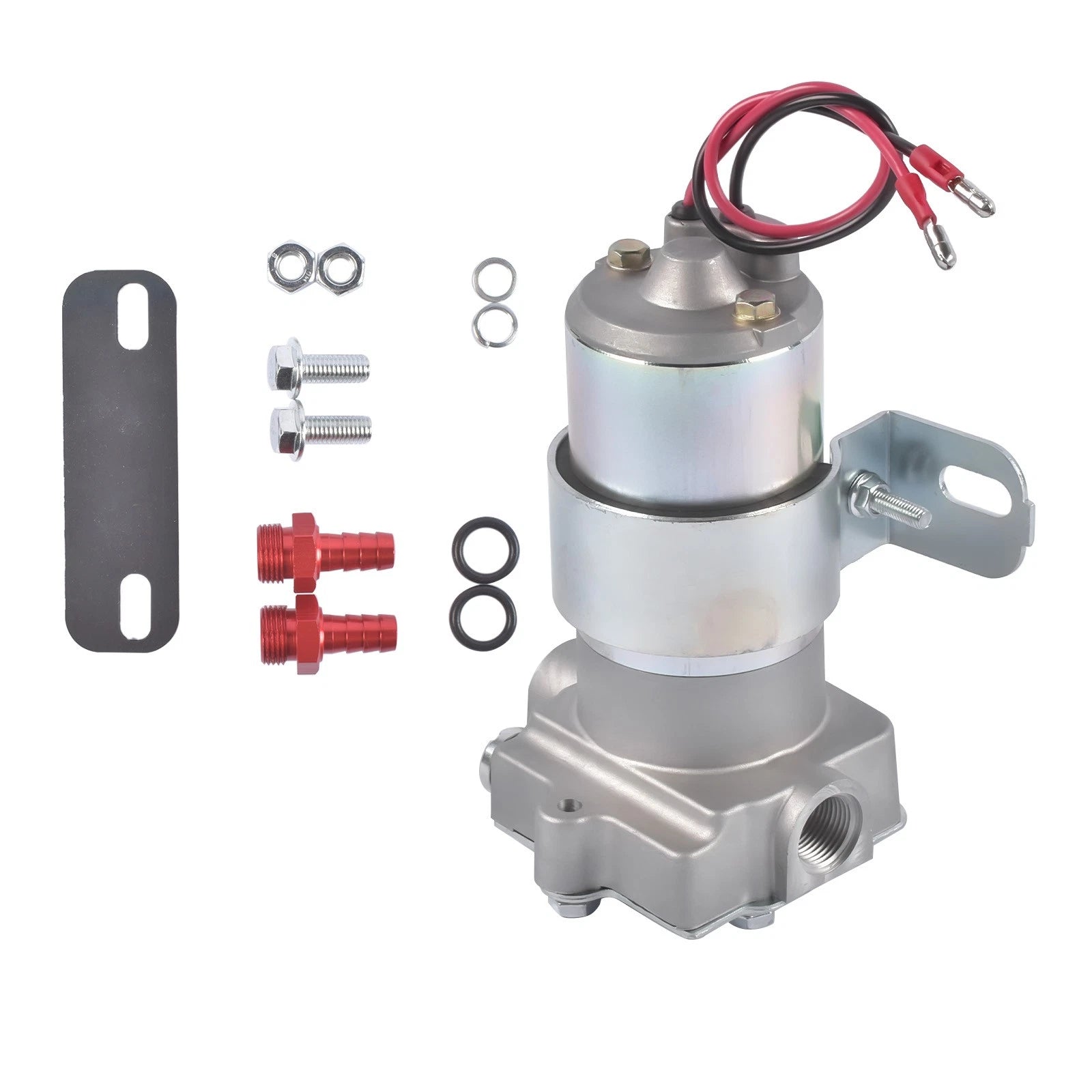 Electric Fuel Pump for Universal Vehicles (97 GPH, 7 PSI, Red Chrome)