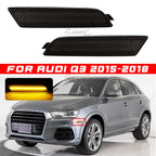Pair LED Front Bumper Side Marker Lights for Audi Q3 (2015–2018) Amber Smoked