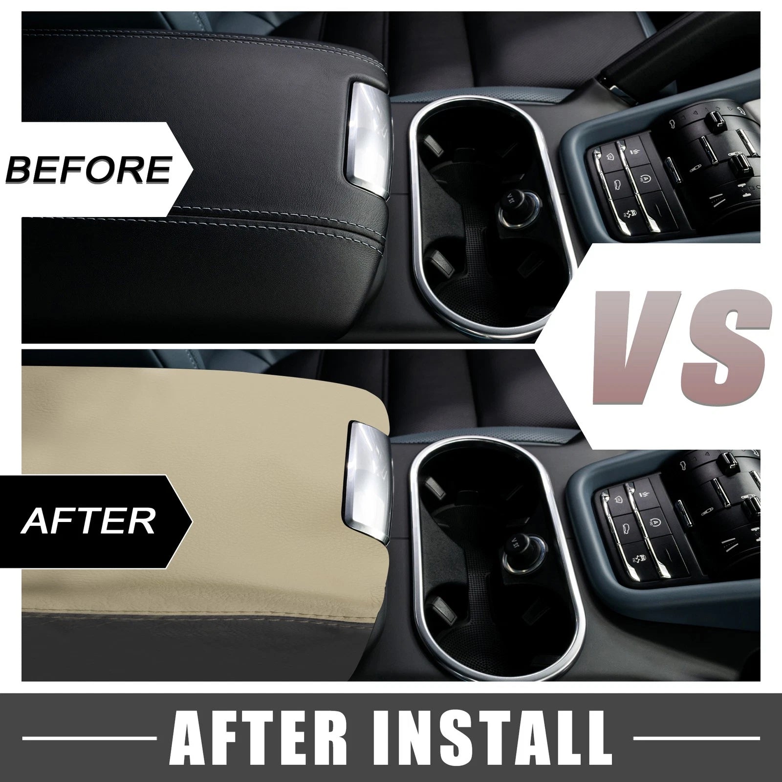 Center Console Armrest Cover for Ford F150 (2009–2014) Black Beige