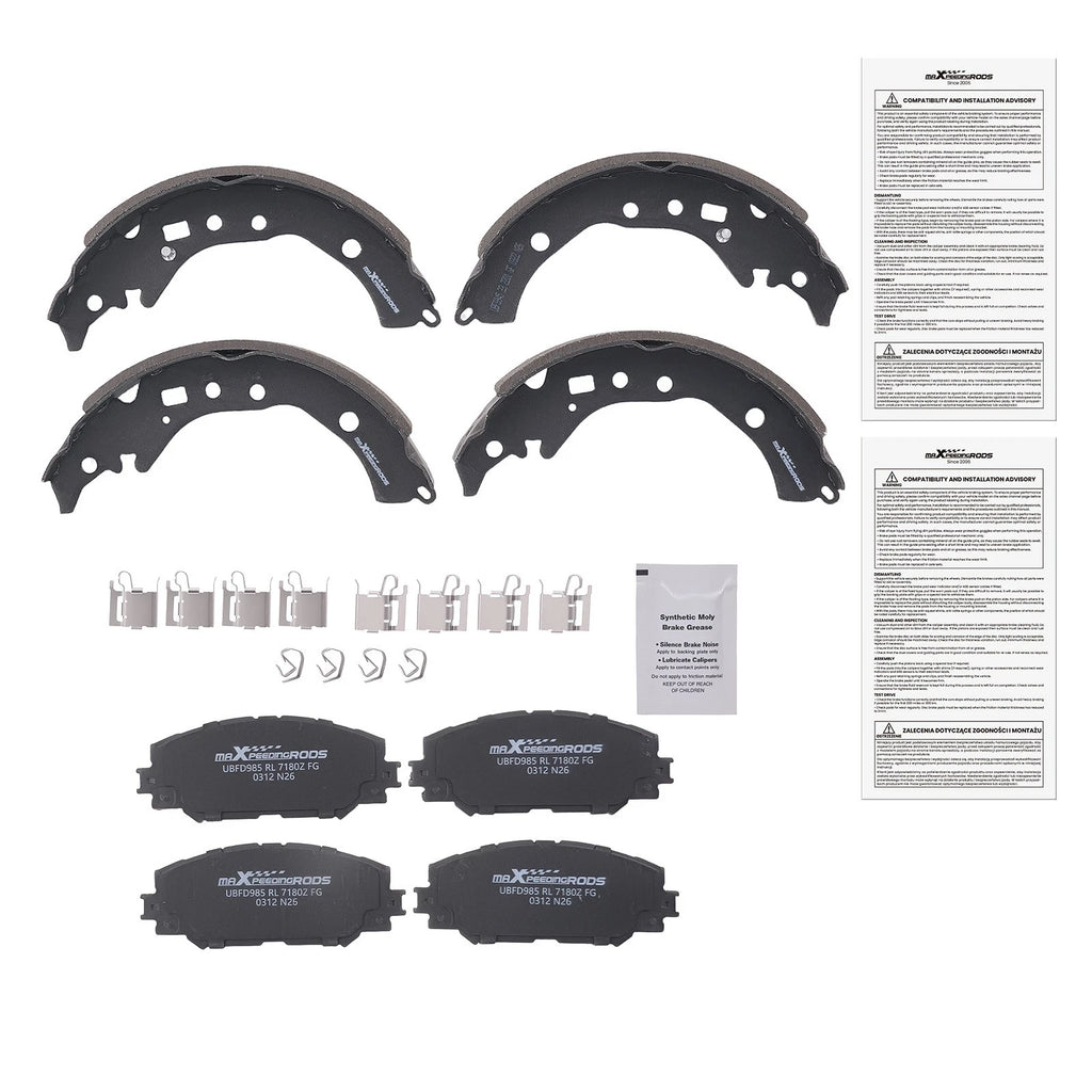 Front Brake Pads & Rear Shoes Set for Scion xD (2008–2014) / Toyota Corolla (2009–2019)