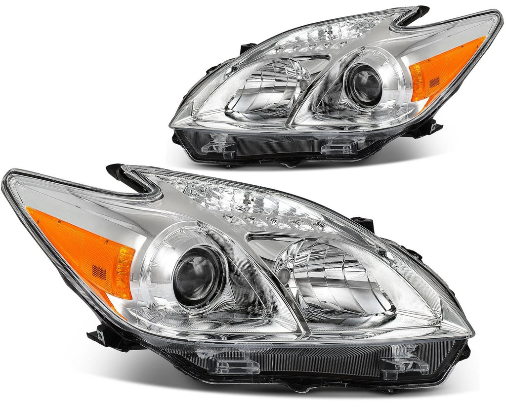 Pair of Projector Headlights Assembly Chrome for Toyota Prius (2010–2011)