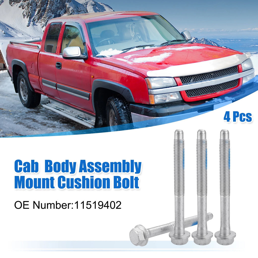 Set of 4 M12x1.75 Car Mount Cushion Bolts No.11519402 for Chevrolet Silverado 1500 (2014–2023)