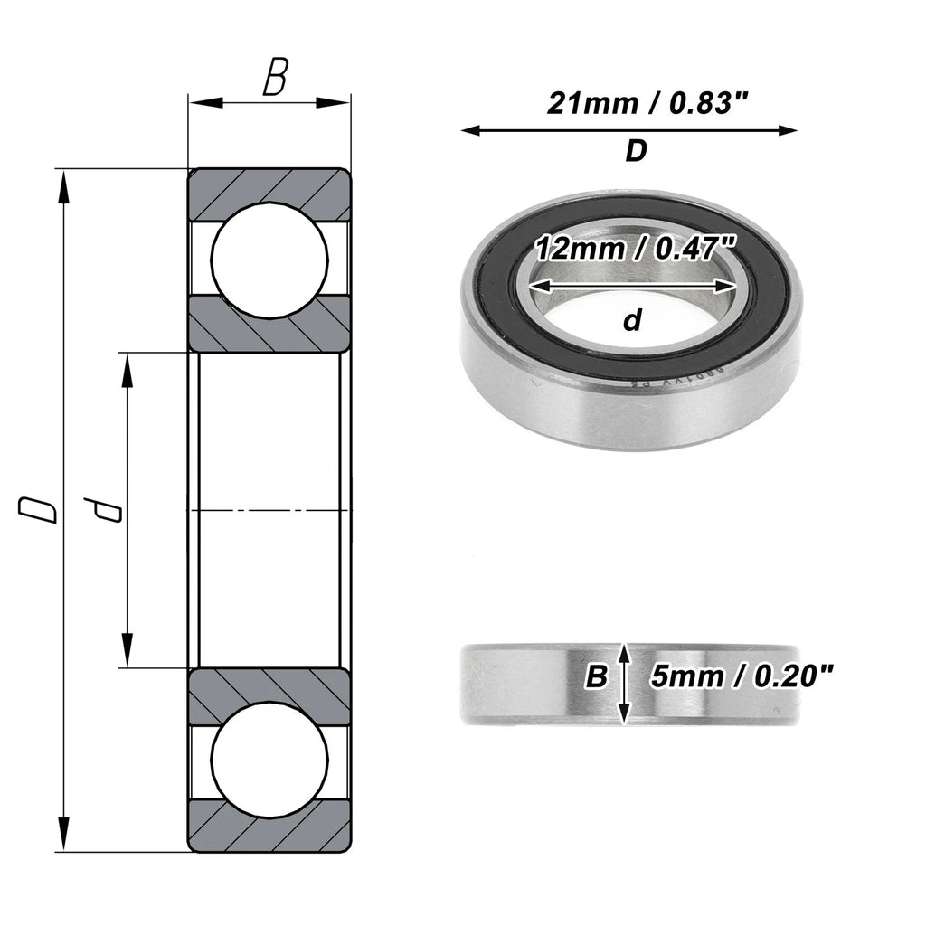 Deep Groove Ball Bearing P5 for Scooter Skateboard Wheel (12x21x5mm)