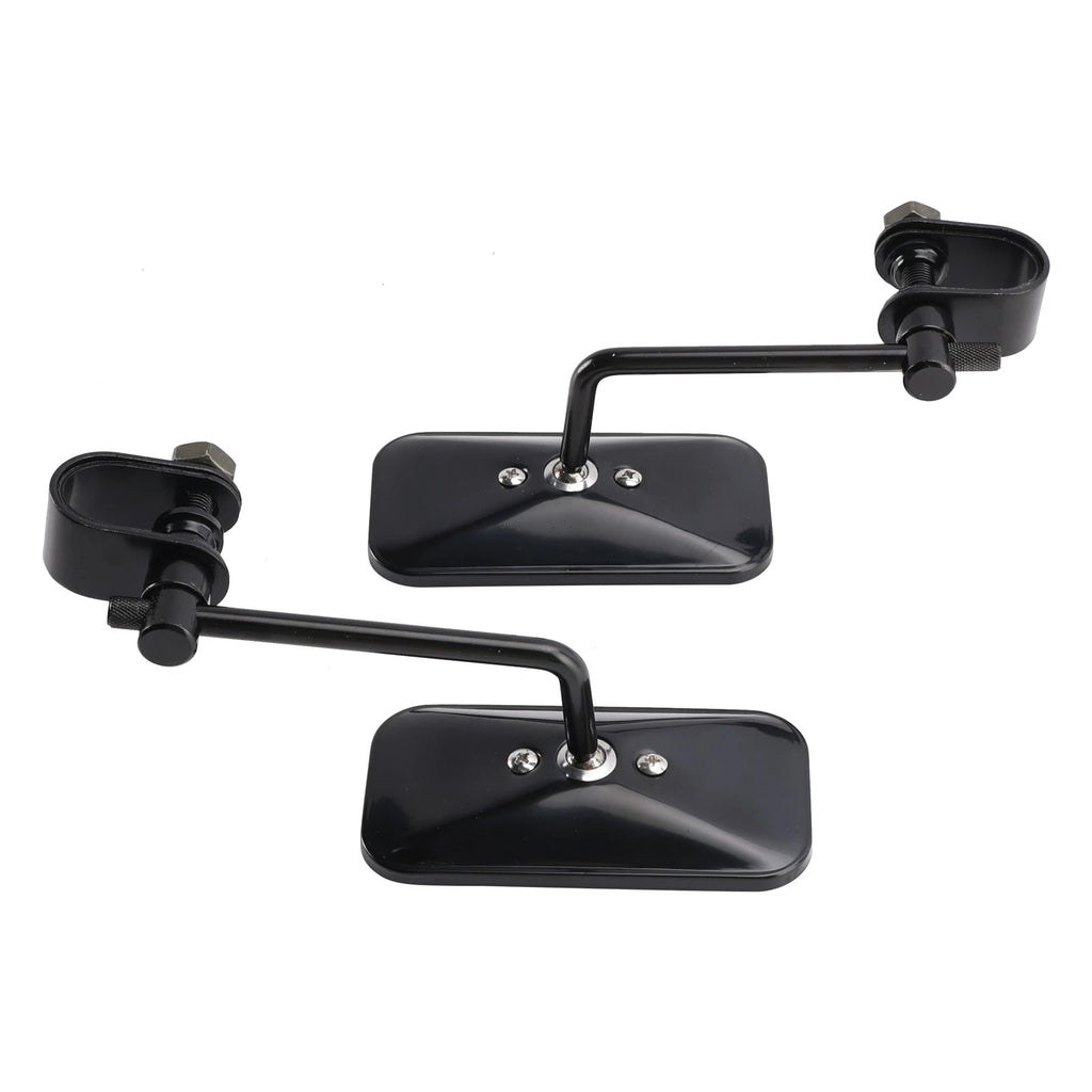 Black Retro Rectangular Mirrors for Cafe Racer Bobber Chopper Tracker