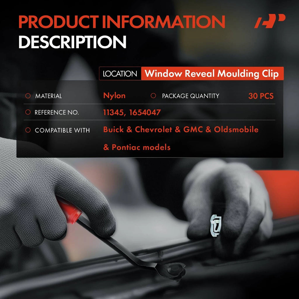 Nylon Window Reveal Moulding Clips for Chevy GMC (2014-2019)