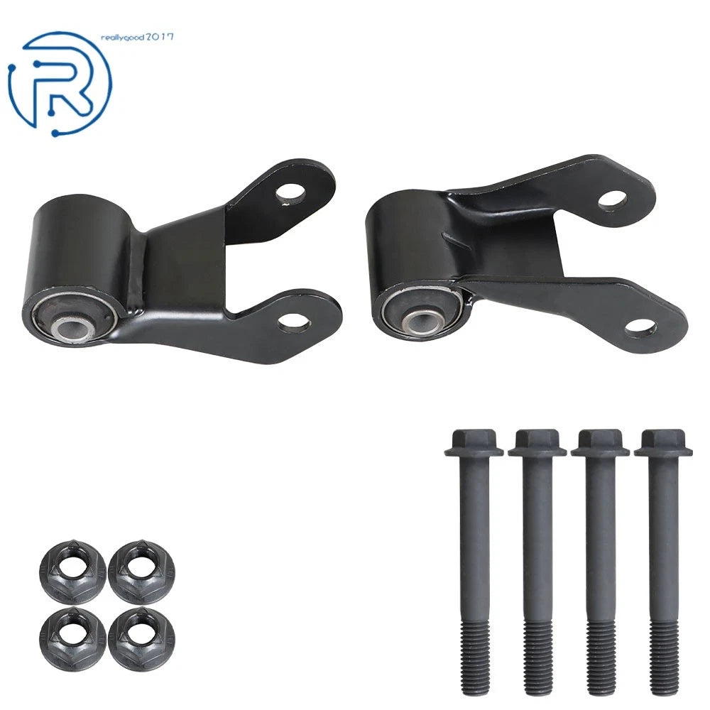 Set of 2 Rear Leaf Spring Shackle Brackets for Chevy GMC Sierra (1999–2013)