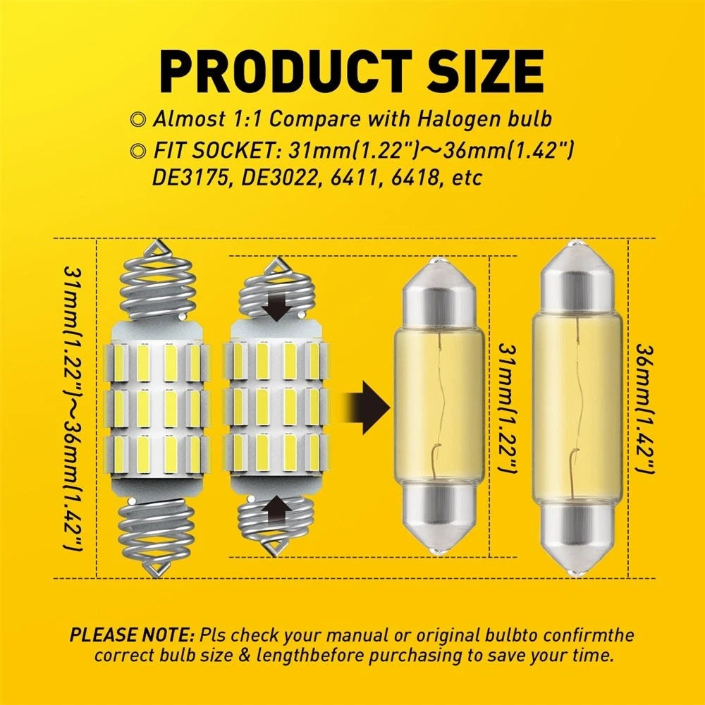 Set of 2 LED Interior Map Light Bulbs for Various Models (2010–2023)
