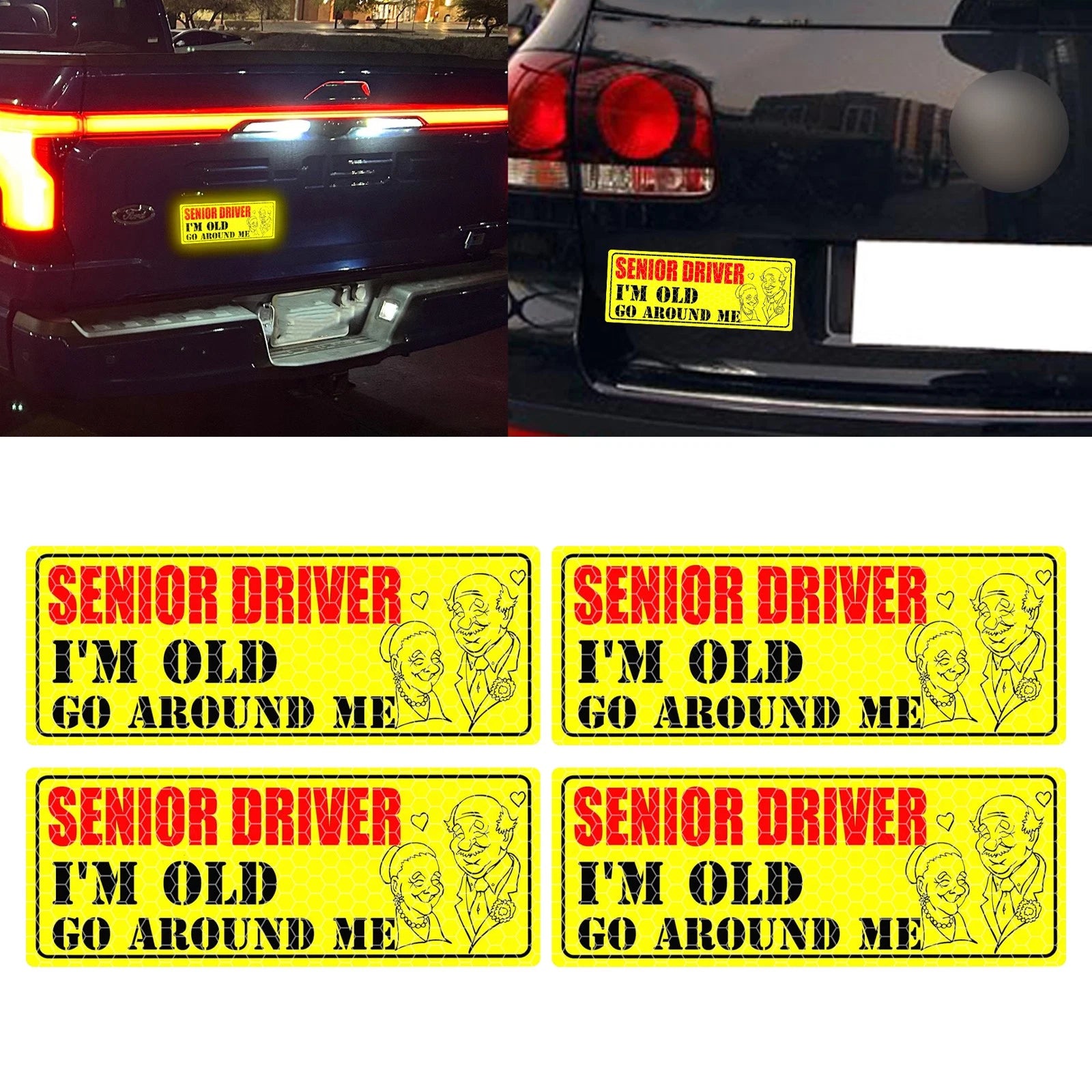 Elderly Driver Car Magnet Reflective Bright Senior Driver Signs (2020–2024)