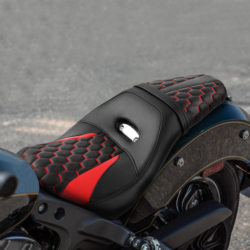 Driver & Passenger Seat for Indian Scout Sixty (2015–2023) Black Red