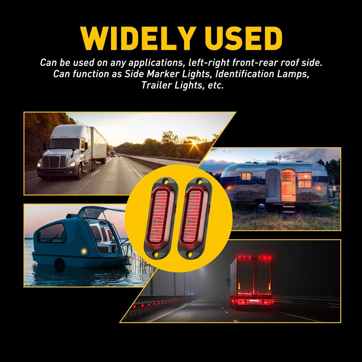 4x Red 4-LED Marker Lights for Truck RV Trailer (Waterproof)