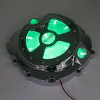 Chrome Engine Clutch Cover with Green LED for Kawasaki ZX14R ZZR 1400 (2006–2014)