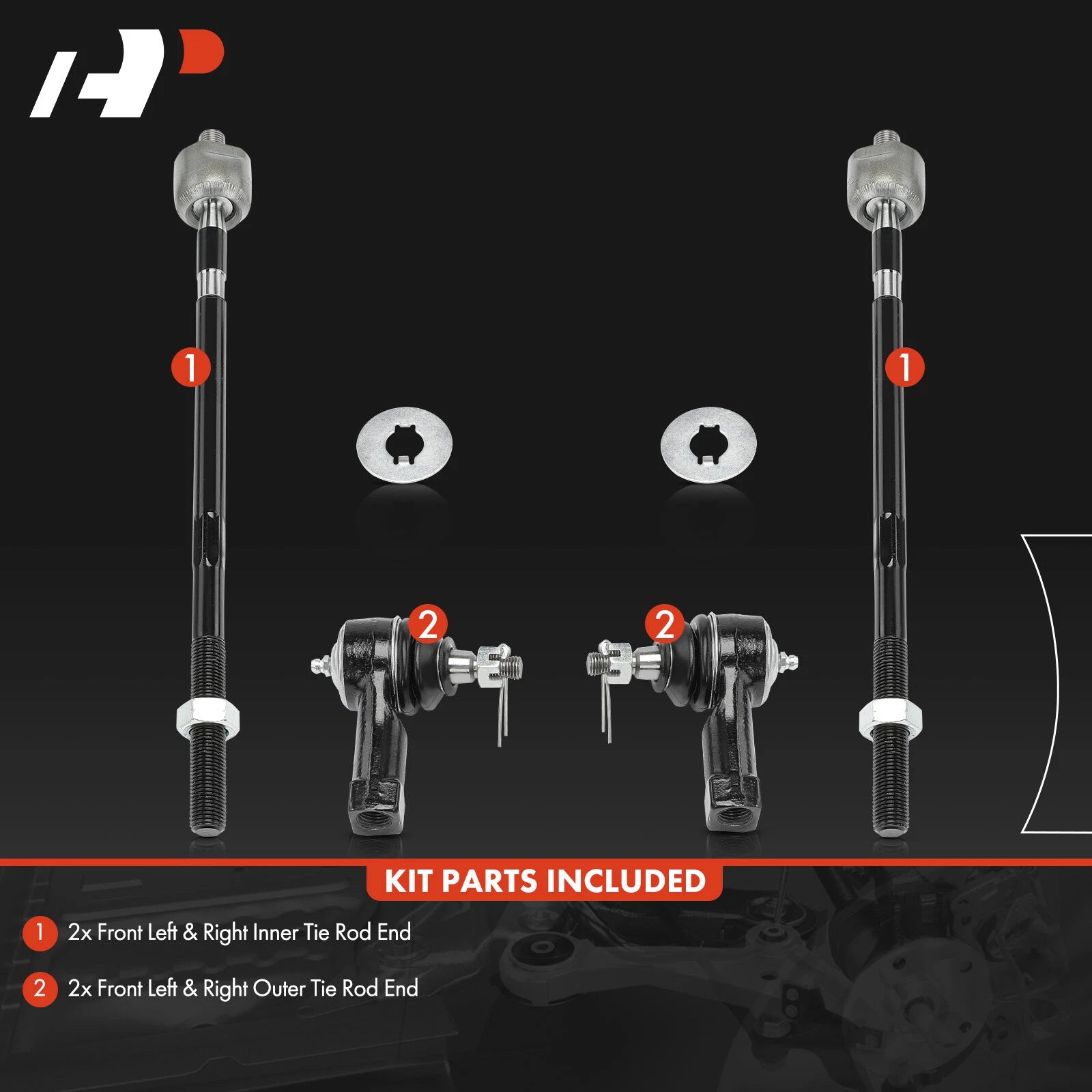 Set of 4 Steering Tie Rods for Ford Focus (2006–2007)