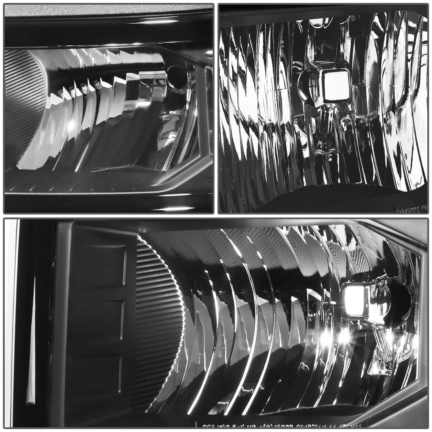 Pair of Black/Amber Signal Headlight Lamps for Chevy Silverado (2014–2015)