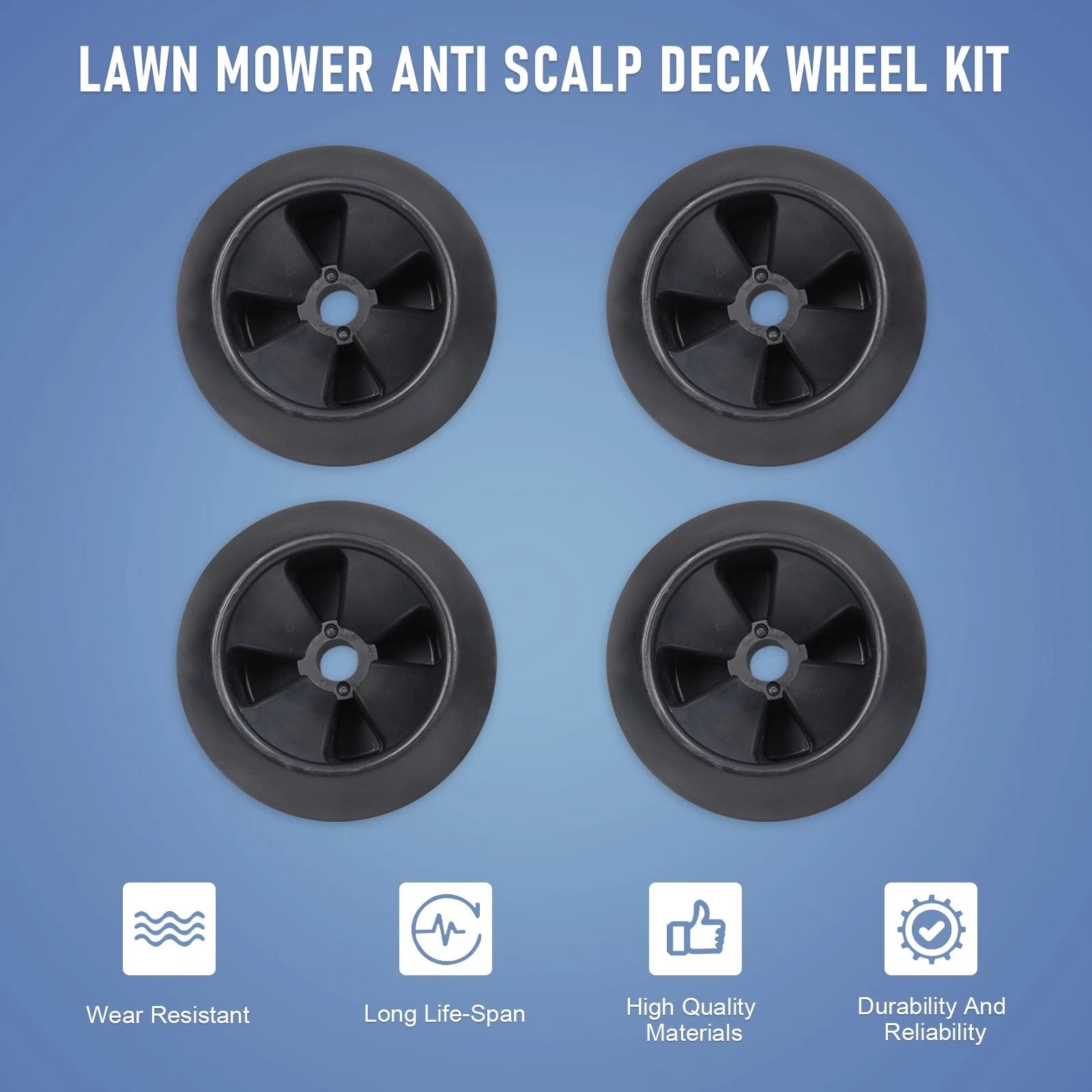 Set of 4 Deck Wheel Kits for John Deere Mowers (Fits Various Models)