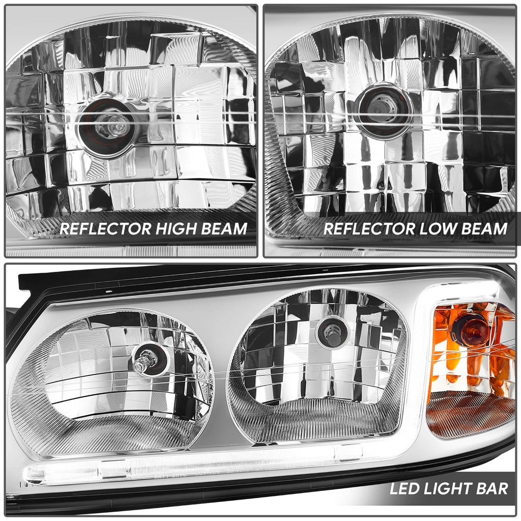 LED DRL Headlight/Lamp for Chevy Impala (2000–2005) Chrome Housing Amber