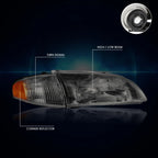 Direct Replacement Headlight for Mazda 626 (1998–1999) Smoked Housing Amber Side