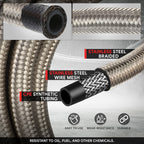 J2 10AN Stainless Steel Braided Fuel Line Tube Oil Hose Kit 25FT