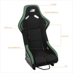 J2 Engineering Fixed Position Bucket Racing Seat for Universal Fit (1990–2023)