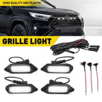 4X Smoked Front Grille with White LED for Toyota RAV4 (2019–2024)