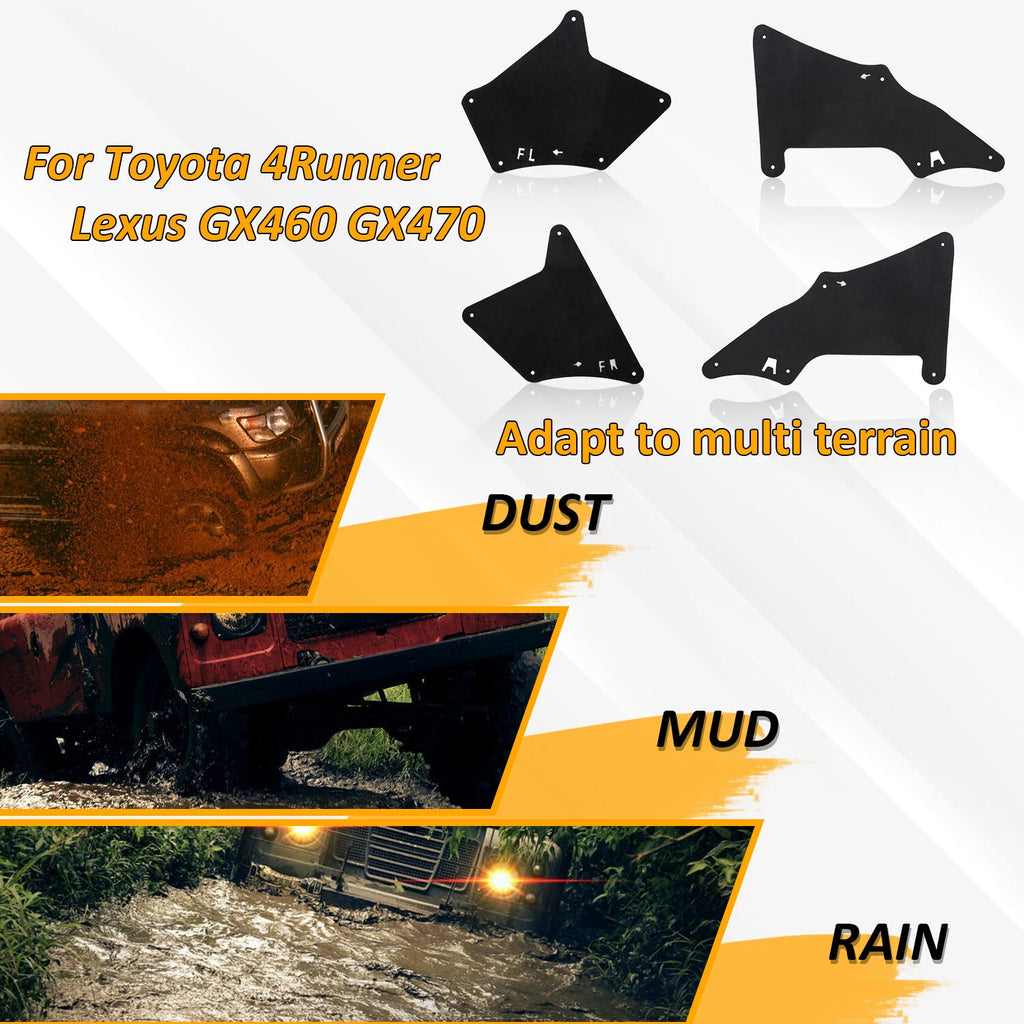 Set of 4 Mud Liner Splash Flaps for Toyota 4Runner (2003–2020)