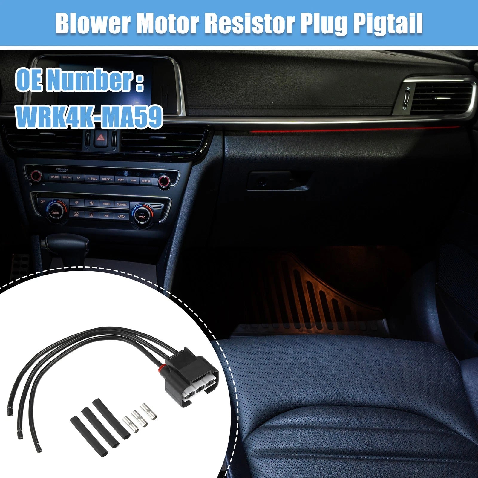 Set of 1 Cooling Fan Resistor Pigtail Connector for Kia Optima (2014–2019)