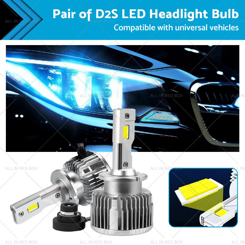 D2S D2R LED Headlight Bulbs HID Conversion Kit 6000K White 90W for
