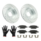 Rear Drilled Brake Rotors and Pads for Pontiac Pursuit 2006–2006 and Saturn Aura 2007–2009