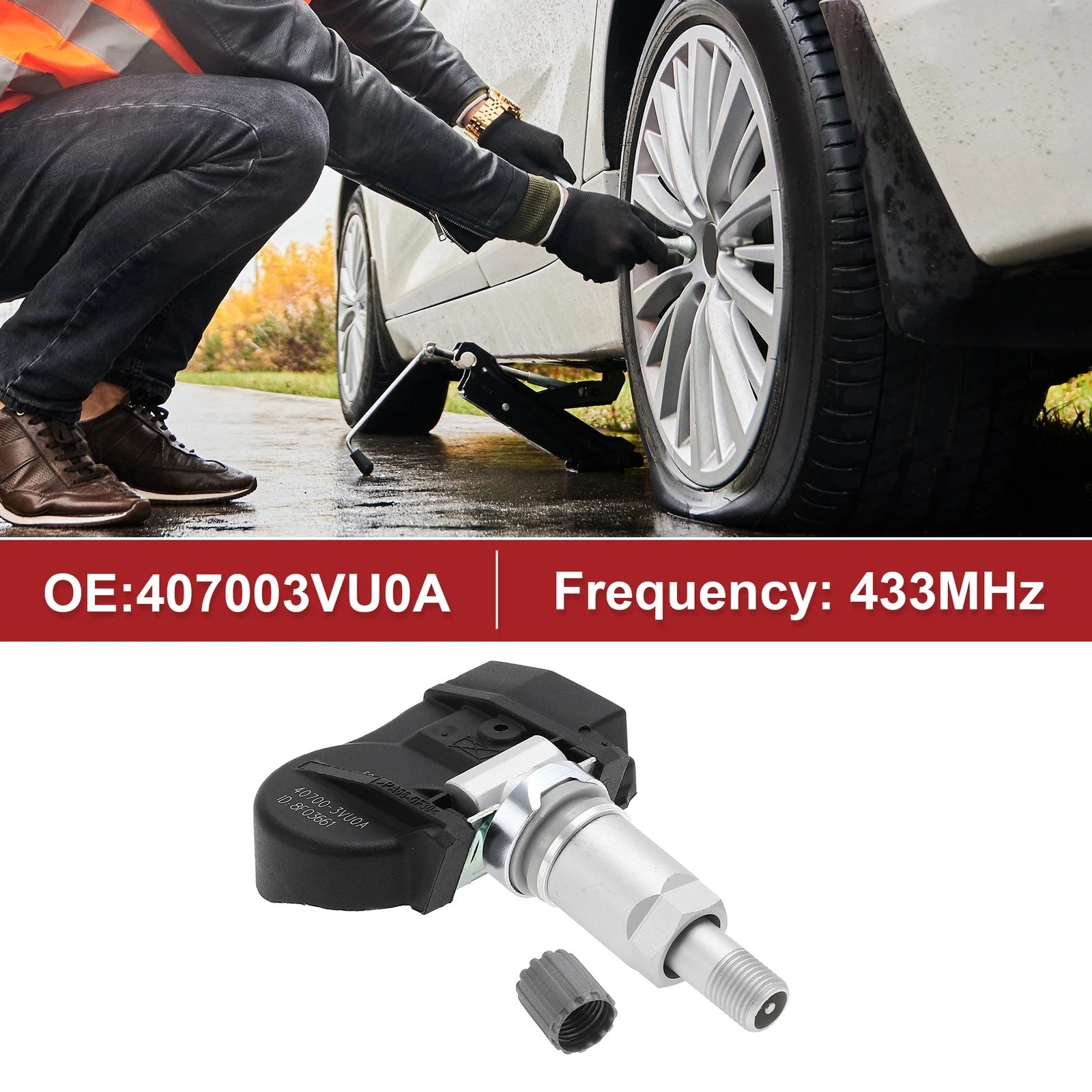 Tire Pressure Sensor for Nissan Rogue (2014–2016) 407003VU0A 433MHz