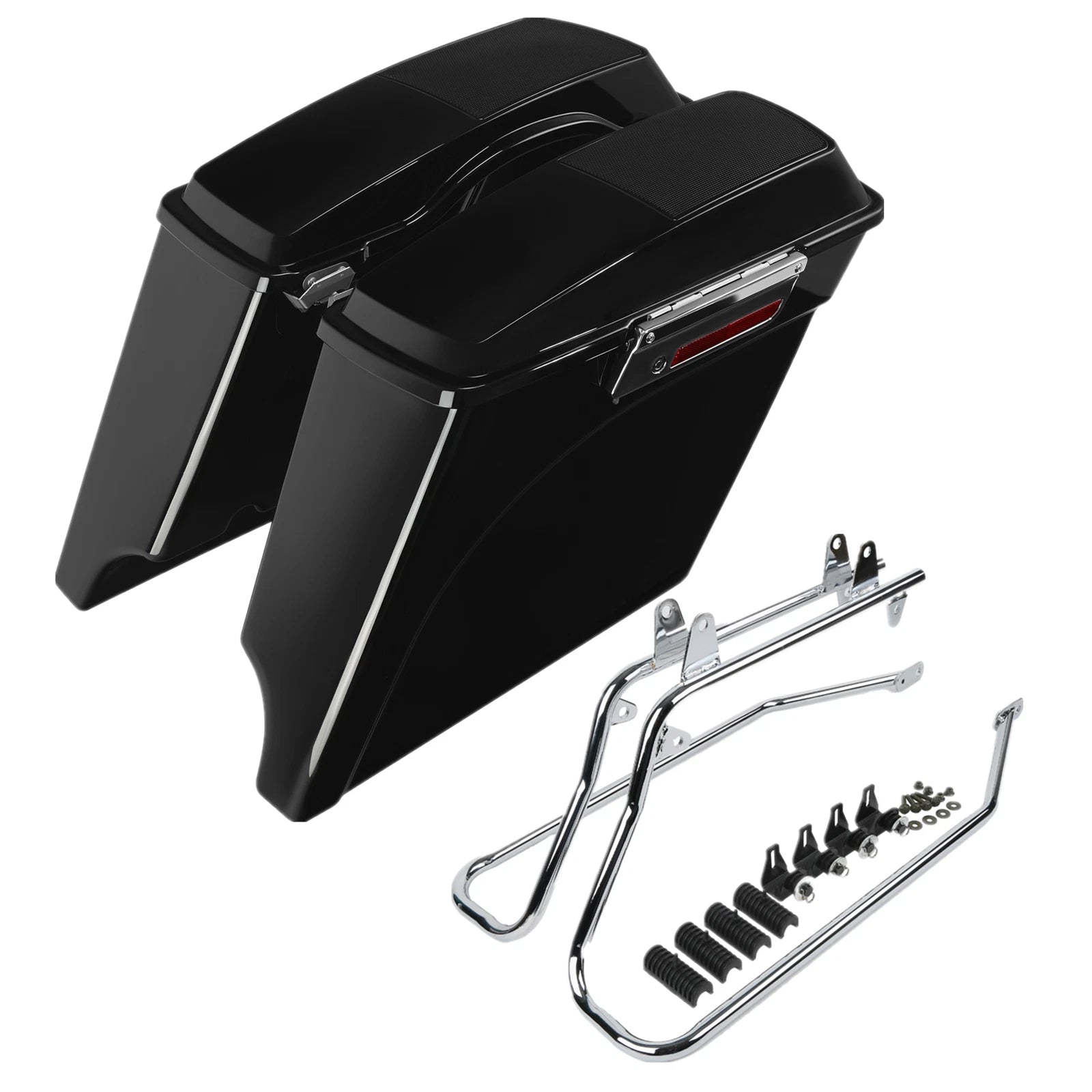 5" Stretched Saddle Bags with 6x9" Speaker Lid Bracket for Harley Softail (1984–2017)