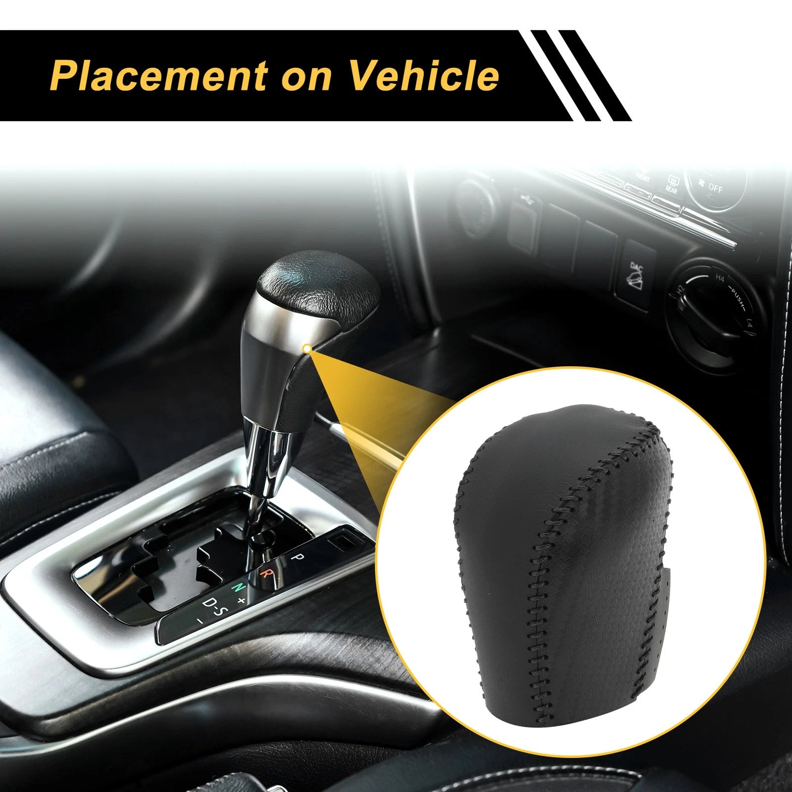 Gear Shift Knob Cover for Honda Civic (2016–2021) Black Faux Leather