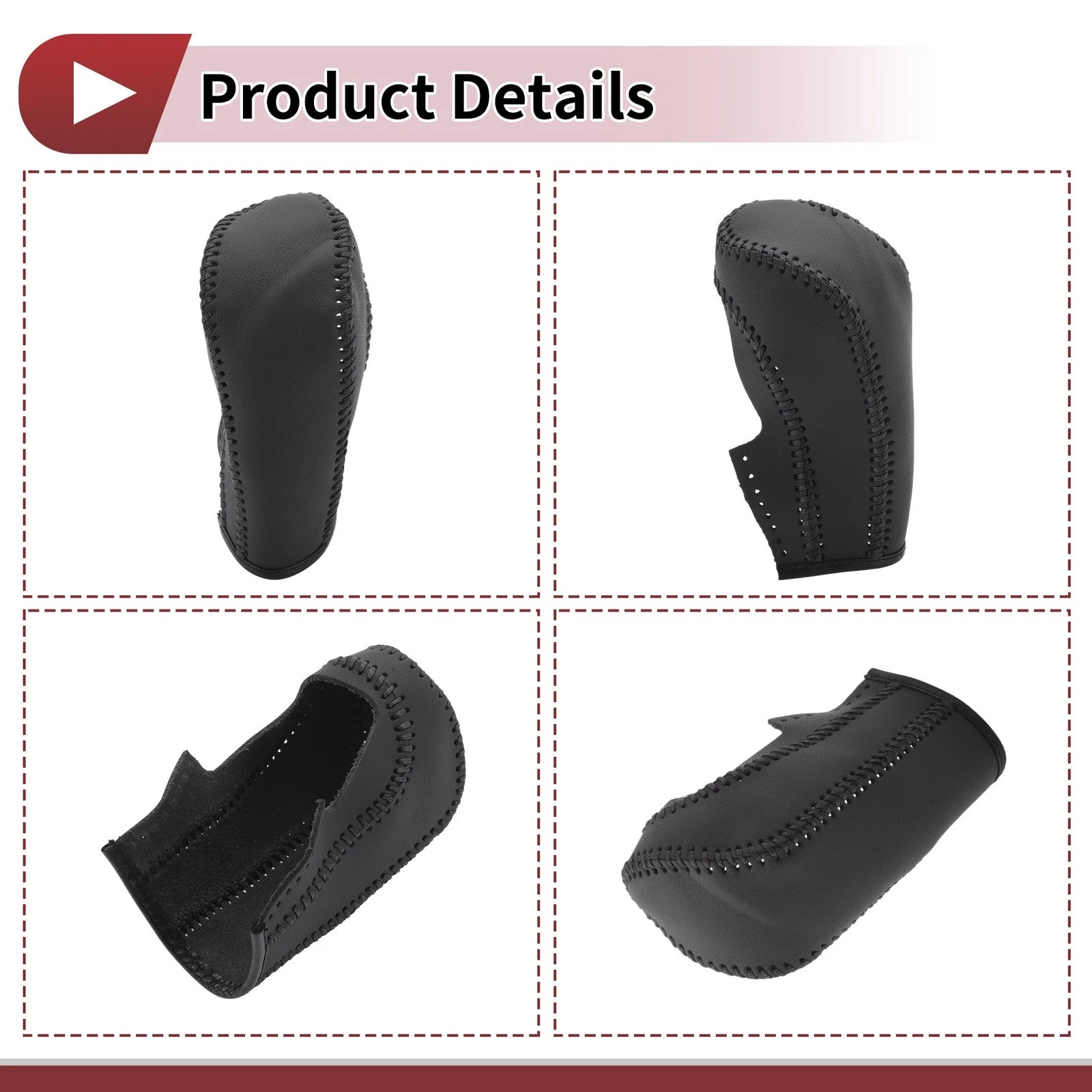 1 Pc Gear Shift Knob Cover for Ford Fiesta (2011–2019) Black Faux Leather