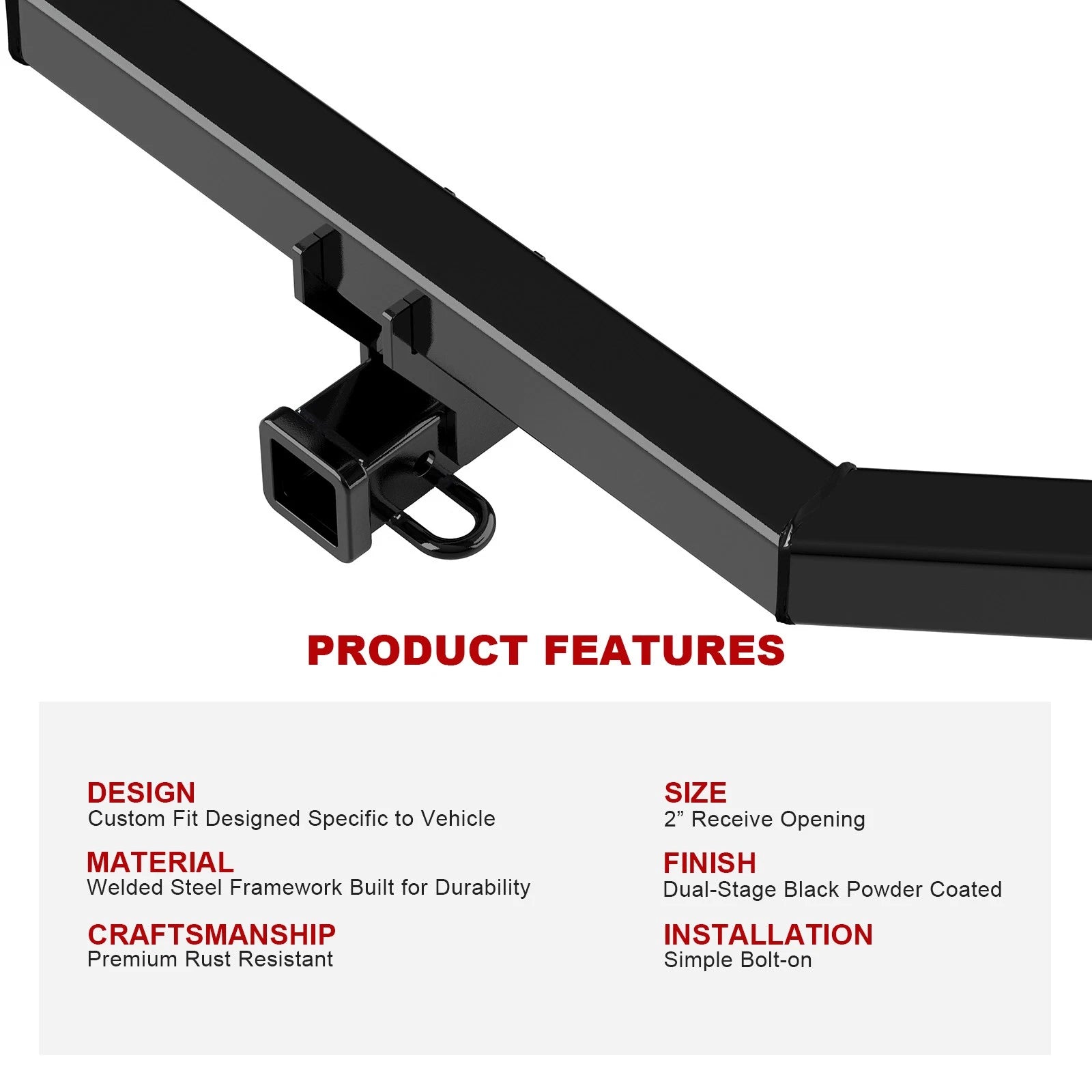 2 Inch Trailer Hitch Receiver for Jeep Cherokee (2014-2018)