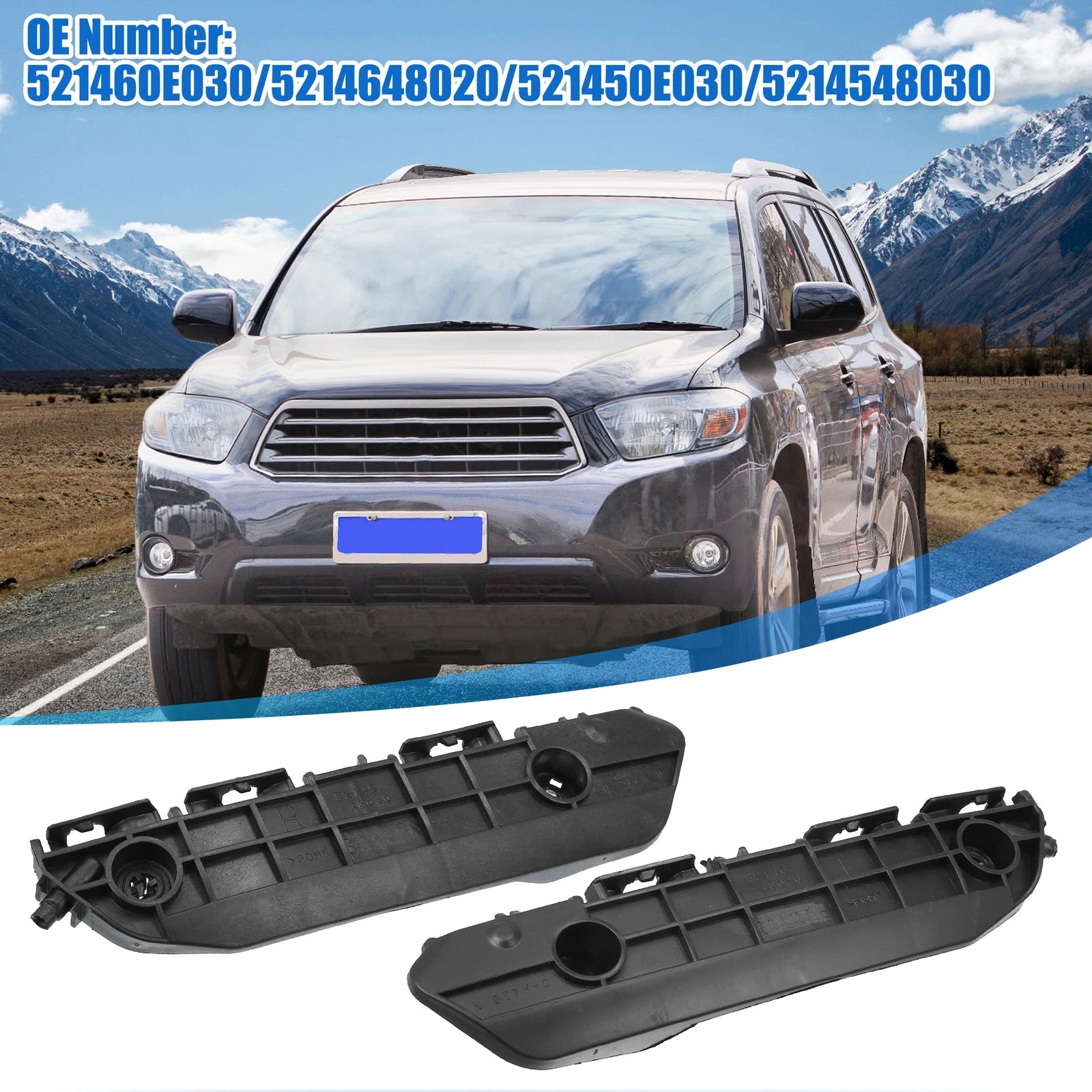 Set of 2 Front Side Bumper Cover Brackets No. 521460E030/5214648020 for Toyota