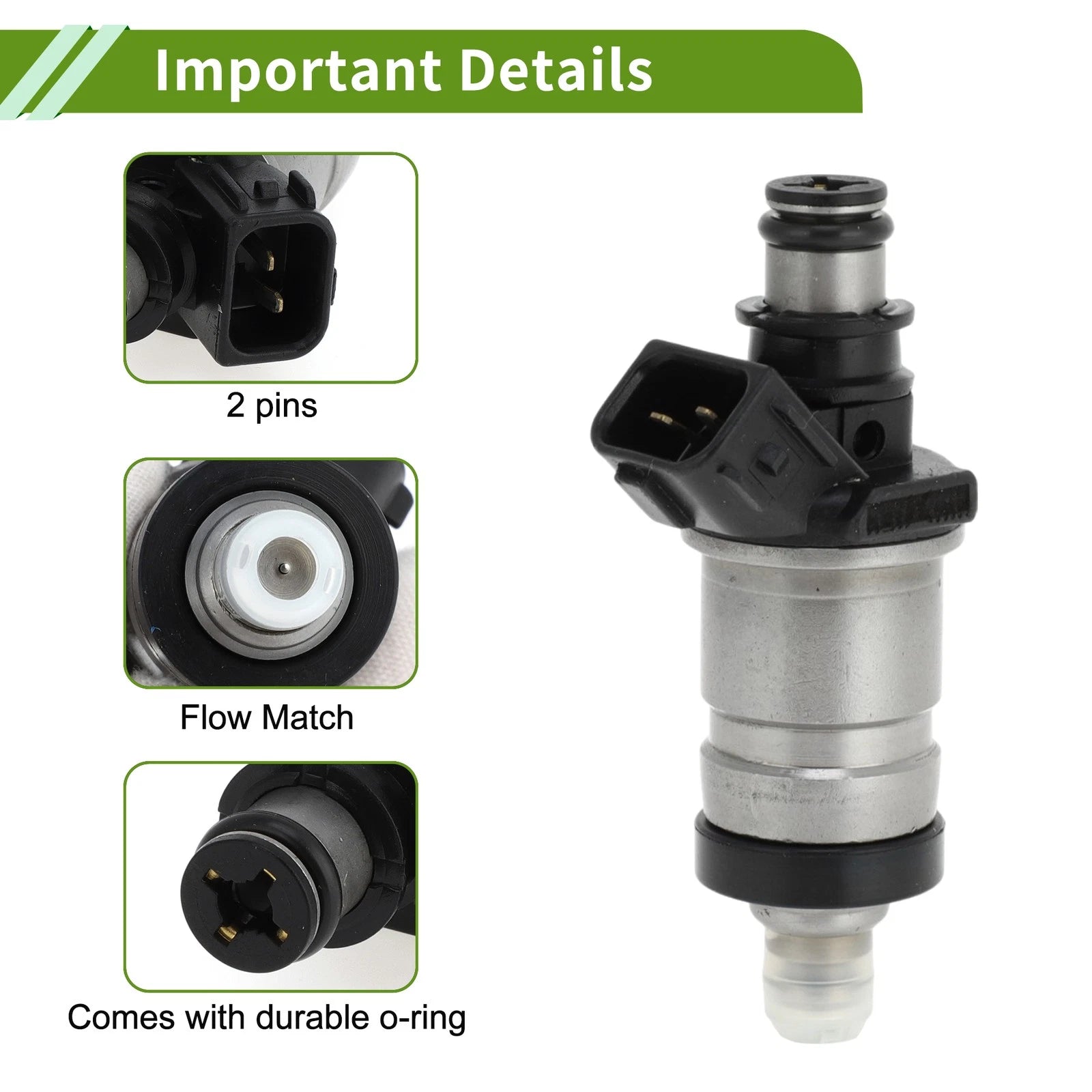 Fuel Injector No. 06164-P2J-000 for Honda Civic Si (1999–2000) 1 Pc Black