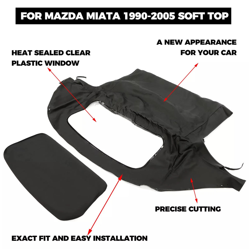 Soft Top Convertible Window for Mazda Miata (1990-2005) Black & Clear