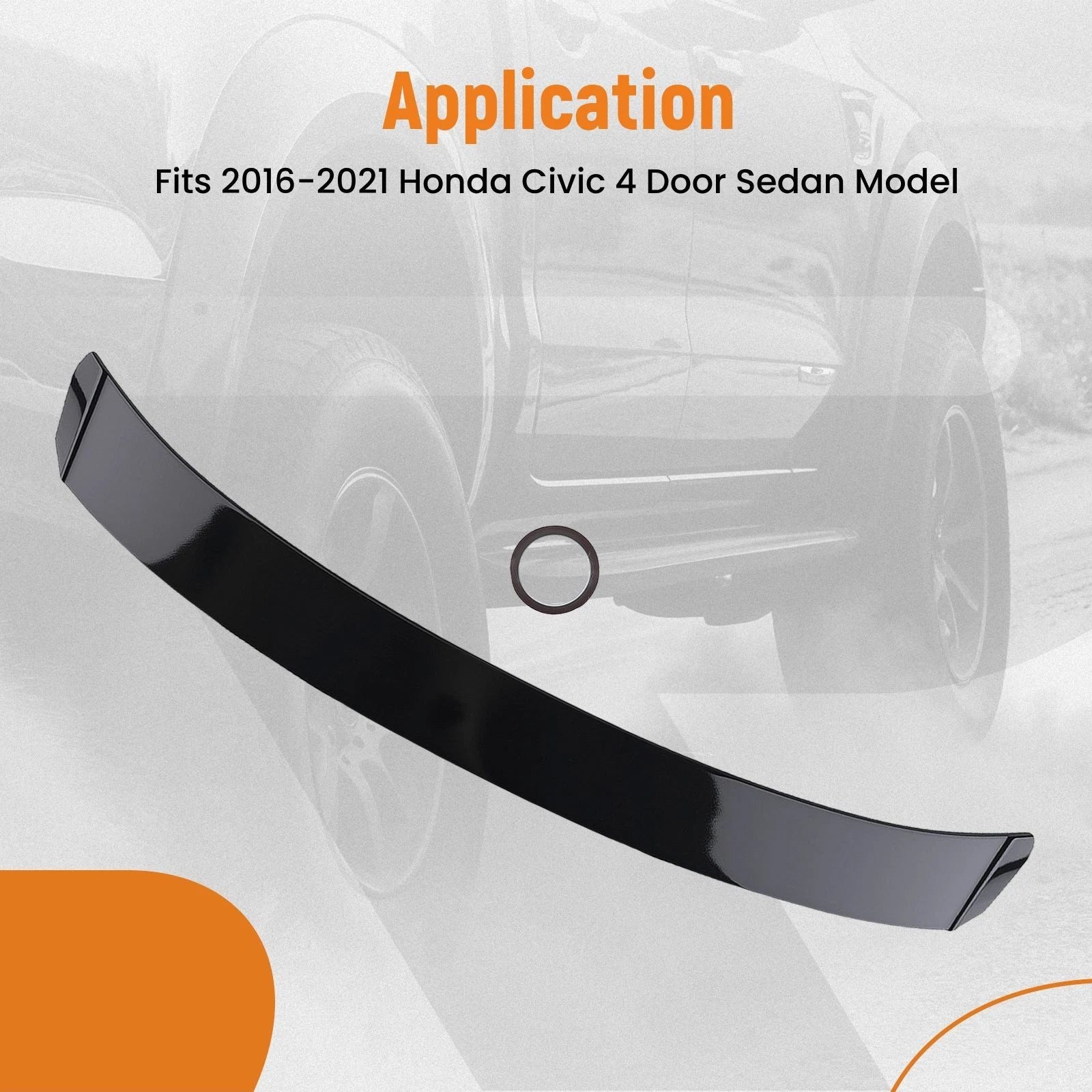 Rear Window Roof Spoiler for Honda Civic Sedan (2016–2021) Glossy Black