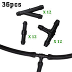Water Connector Hose Wiper 36pcs Black Fittings Joiner Plastic Splitter