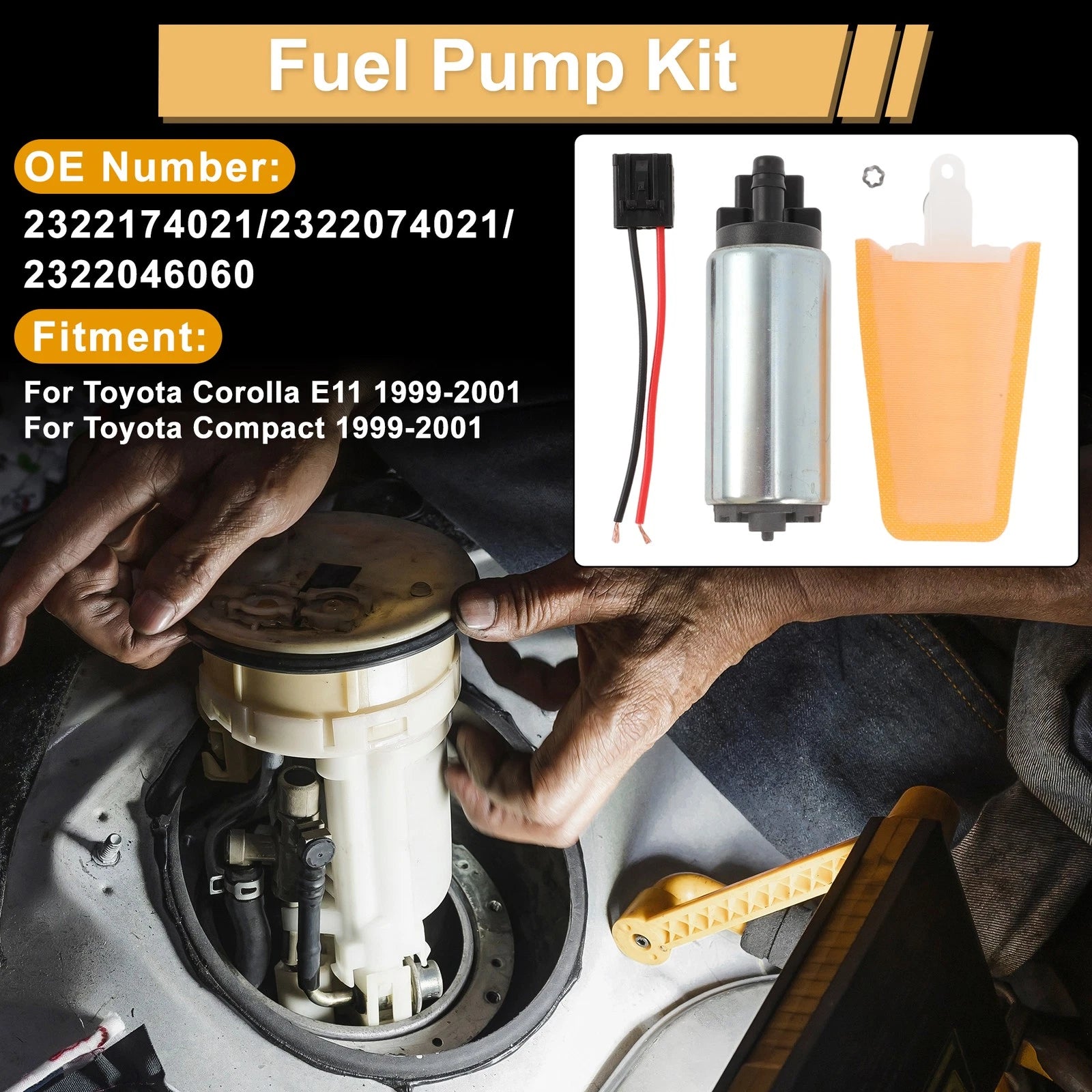 Set of 2 Metal Electric Fuel Pumps for Toyota Corolla E11 (1999–2001) 2322174021