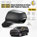 Side Mirror for Chevy Suburban Tahoe GMC Yukon (2021–2024) W/BSD 16 Pins
