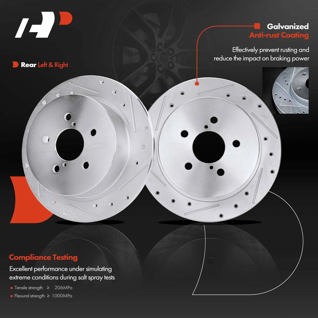 Rear Drilled Brake Rotors & Ceramic Pads for Subaru Outback (2005–2009)