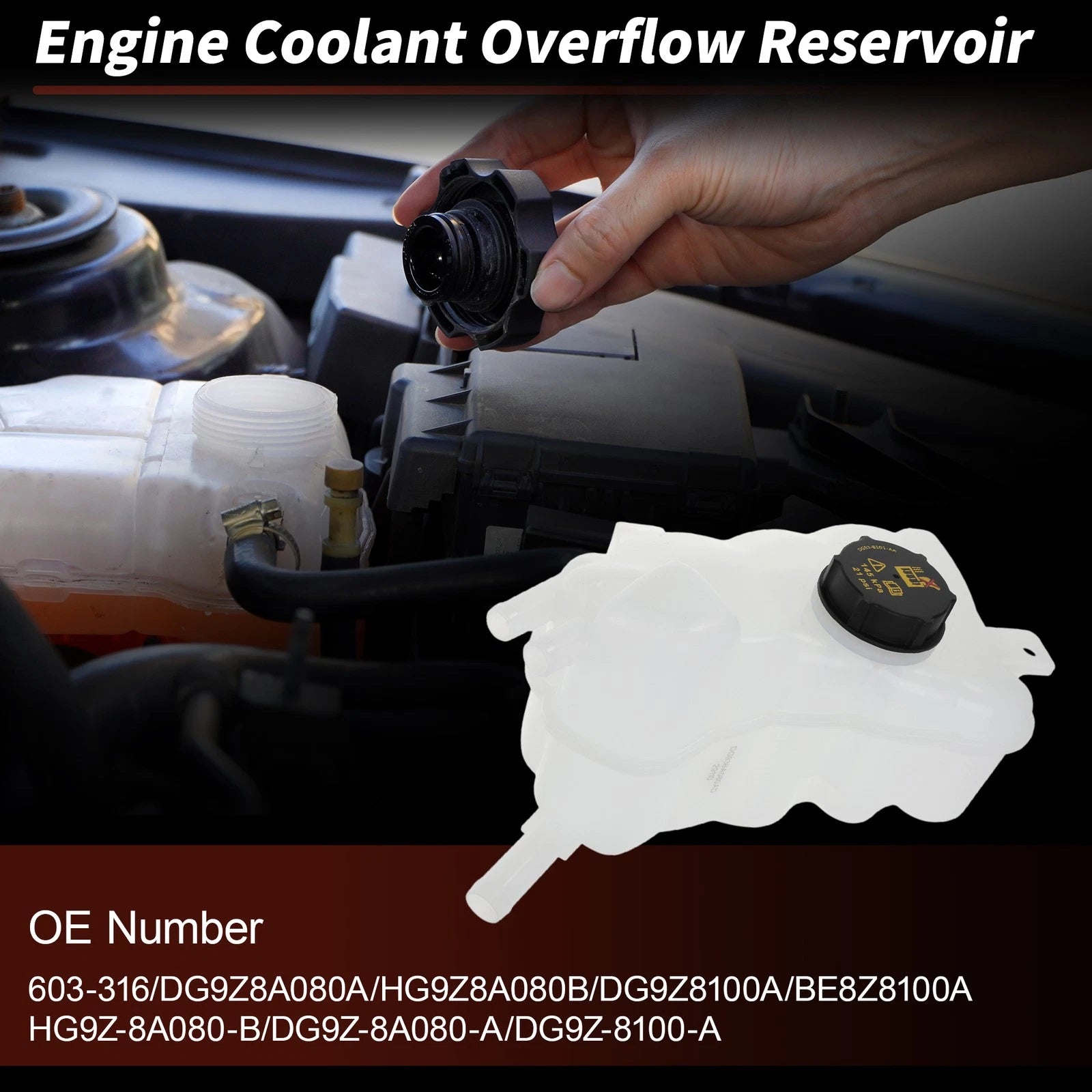 Coolant Expansion Reservoir Tank w/Cap for Ford Fusion (2013–2020) No.DG9Z8A080A