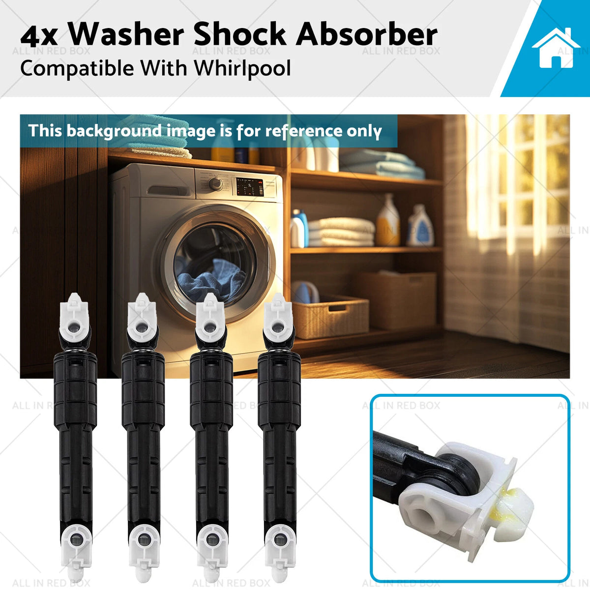 4X Washer Shock Absorber for Whirlpool (W10015830, W10822553, PS11723173)