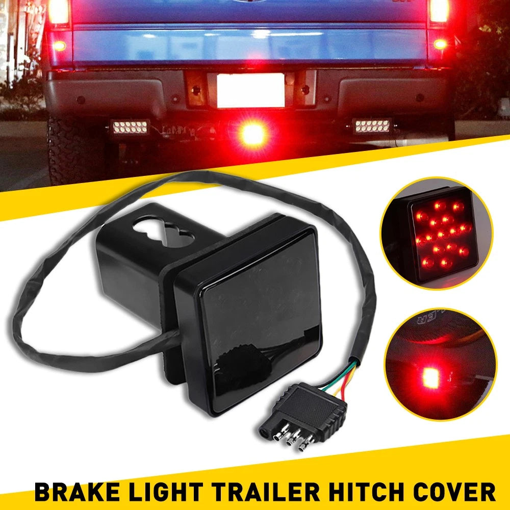 15LED Brake Trailer Light Hitch Cover for Towing & Hauling (2 Inch Smoked Lens)