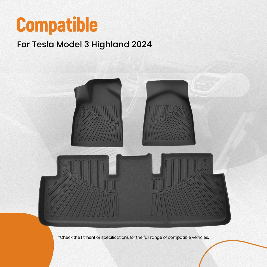 Set of 4 TPE Rubber Floor Mats for Tesla Model 3 (2024–2025)