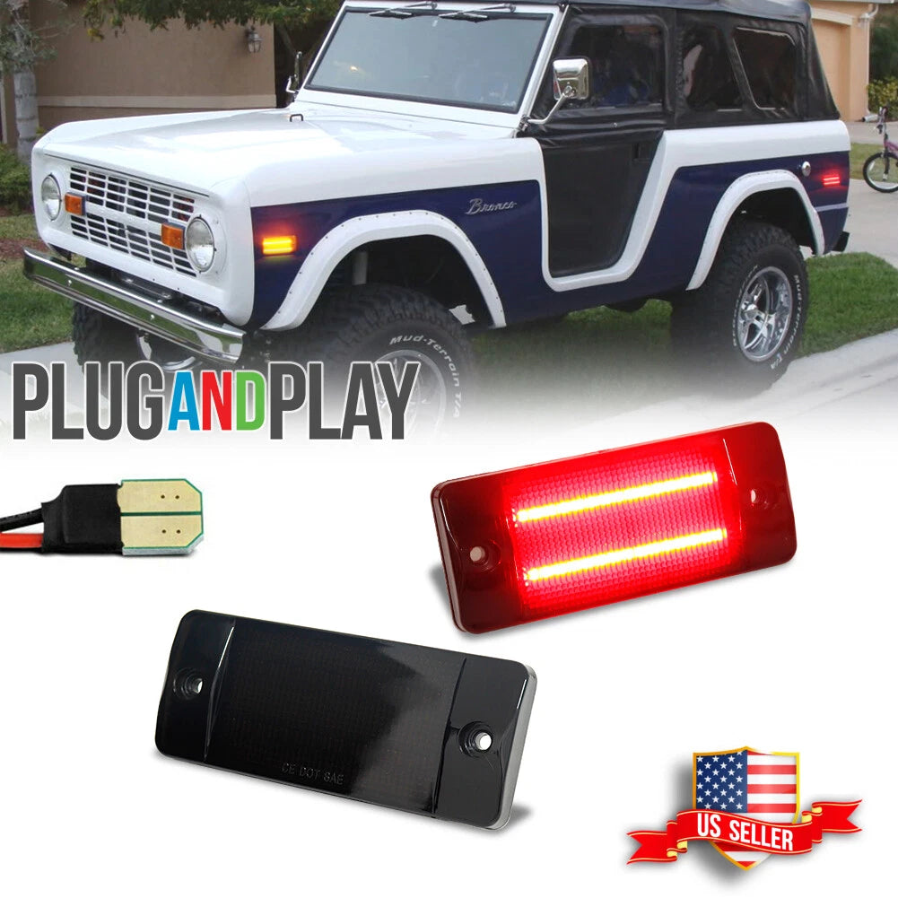 Smoked Red LED Rear Side Marker Lights for Ford Bronco, Pickup (1970–1977)
